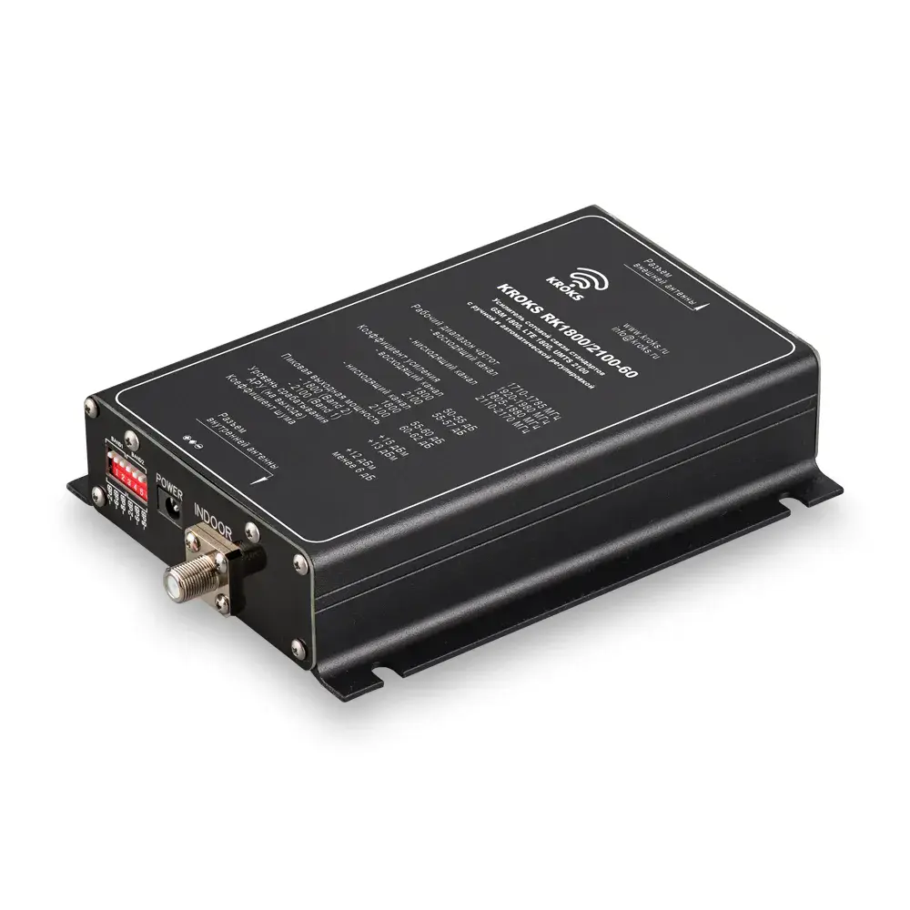Двухдиапазонный репитер GSM/LTE1800 и 3G сигнала 60 дБ KROKS RK1800/2100-60