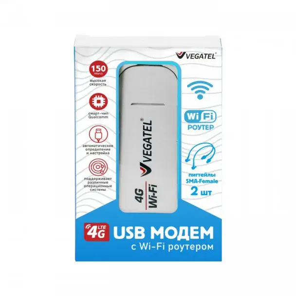 4G модем VEGATEL M24 Wi-Fi роутер c пигтейлами SMA, белый — фото 2