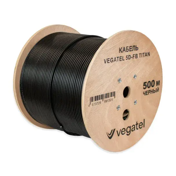 Кабель коаксиальный VEGATEL 5D-FB (Titan, черный) бухта 500м — фото 4