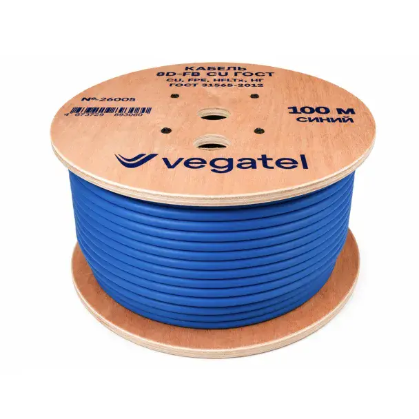 Кабель коаксиальный VEGATEL 8D-FB Cu (ГОСТ, синий) бухта 100м — фото 3