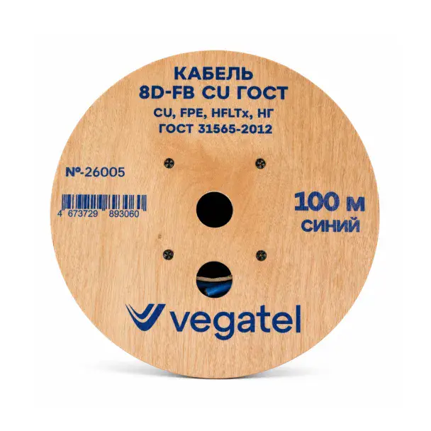 Кабель коаксиальный VEGATEL 8D-FB Cu (ГОСТ, синий) бухта 100м — фото 4