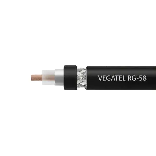 Кабель коаксиальный VEGATEL RG-58 A/U Cu (ГОСТ, PE, черный) бухта 100м