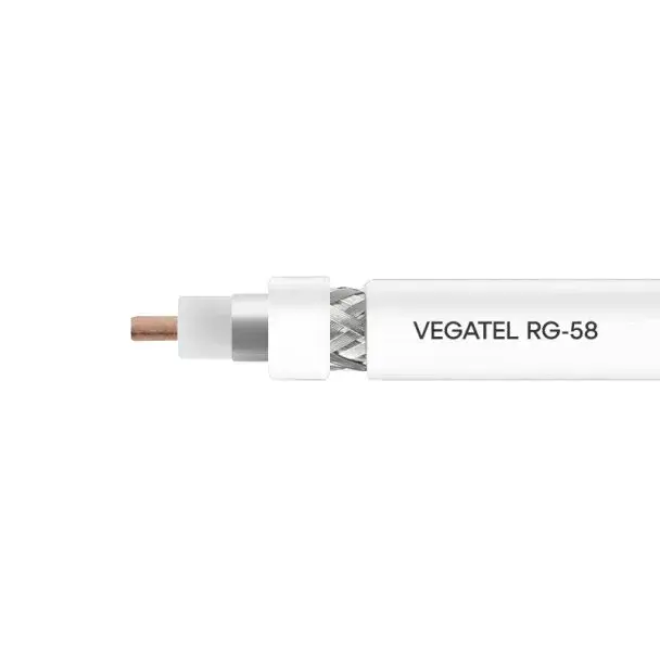 Кабель коаксиальный VEGATEL RG-58 A/U (ГОСТ, PVC, белый) бухта 500м