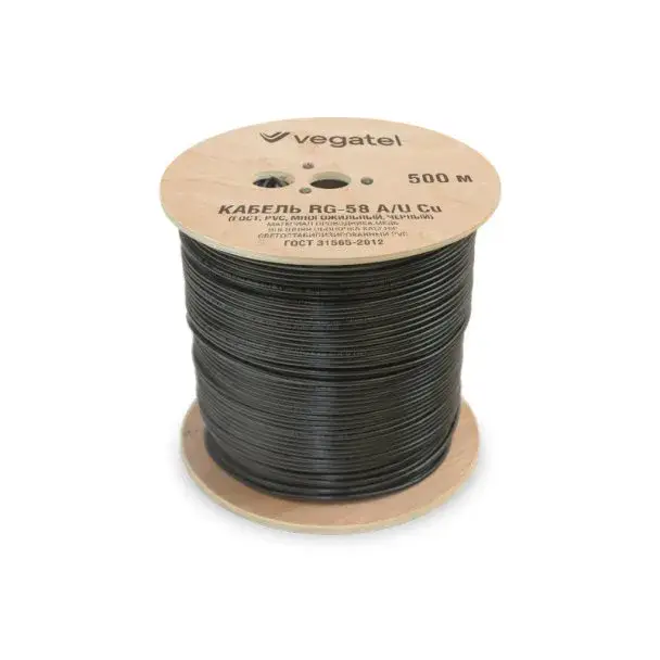 Кабель VEGATEL RG-58 A/U Cu (ГОСТ, PVC, многожильный, черный) бухта 500м — фото 3