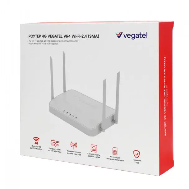 Роутер 4G VEGATEL VR4 Wi-Fi-2,4 (SMA) — фото 5